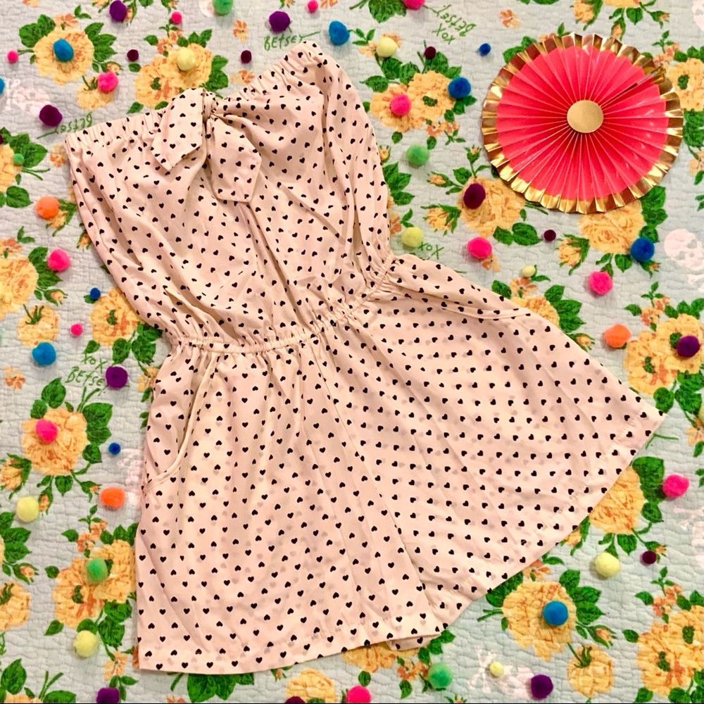 White Strapless Heart Polka Dot Romper Playsuit M - Picture 1 of 4